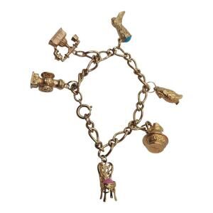 Vintage Avon Home Sweet Home Charm Bracelet Gold Tone Furniture House Charms